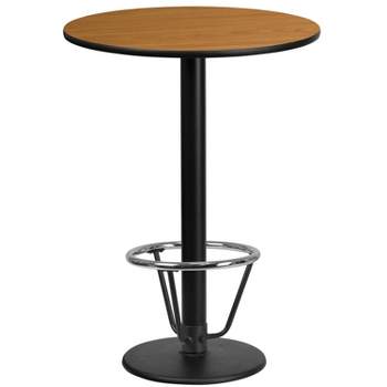 Flash Furniture 24'' Round Natural Laminate Table Top with 18'' Round Bar Height Table Base and Foot Ring