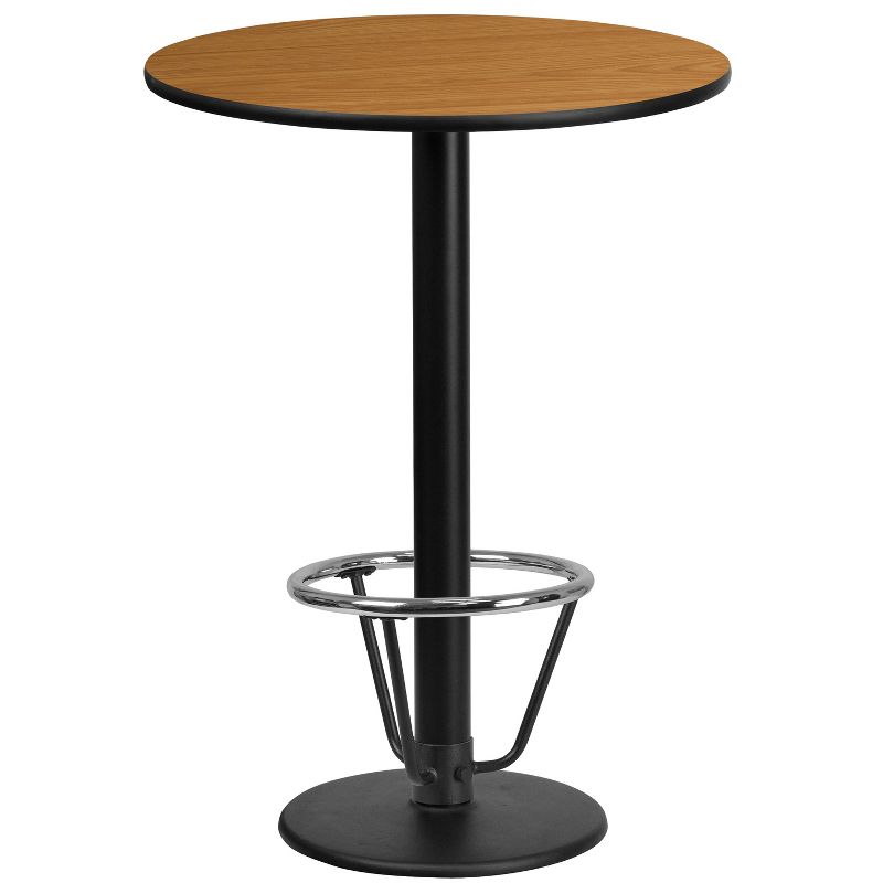 Flash Furniture 24'' Round Natural Laminate Table Top with 18'' Round Bar Height Table Base and Foot Ring, 1 of 2