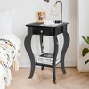 Costway End Side Table with Drawer Bottom Shelf Accent Nightstand Bedroom White\Black\Brown - 3 of 4