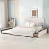 Queen Size Upholstered Platform Bed with Twin Size Trundle and Two Drawers - 2 of 4