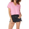 Women's Split Neck Short Sleeve Boxy Raglan Tee - bobi - 3 of 4