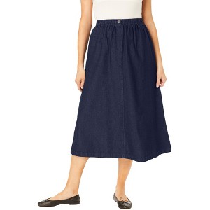 Woman Within Plus Size 7-Day Mockfly Denim Skirt - 1 of 4