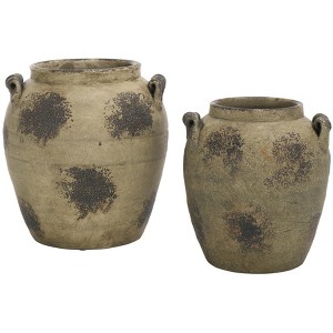 Rhodes Handcrafted Terracotta Vase Set Of 2 - RDC4029 - Weathered Grey - Safavieh - 1 of 4