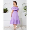 Women Plus Size Off Shoulder Maxi Dress Ruffle Flowy Summer Casual Boho Long Dresses - 4 of 4