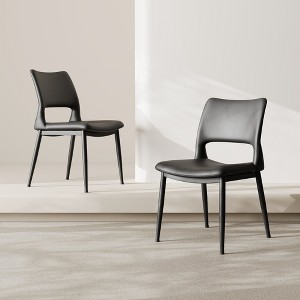 Modern minimalist  PU leather Dining Chairs Set of 2, comfortable backrest design, metal leg support, suitable for restaurants, kitchens - 1 of 4