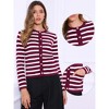 INSPIRE CHIC Women's Button Down Long Sleeve Crew Neck Color Block Striped Crop Sweater - 2 of 4