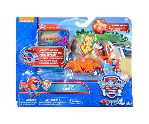 Paw Patrol Sea Patrol - Light Up Zuma with Pup Pack and Mission Card