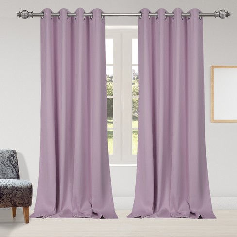 2 Pcs 52 X 95 Inch Solid Blockout Thermal Insulated Grommet Curtain Panels Purple Piccocasa Target