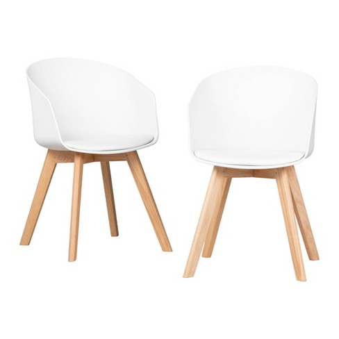 Set of 2 Flam Dining Chairs with Wooden Legs White South Shore