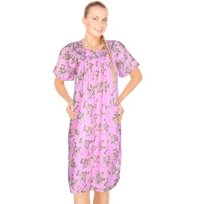 JEFFRICO House Dresses for Women with Pockets - Lightweight Breathable Short Sleeve Muumuu & Nightgowns - Snap Front Housecoat and Dusters