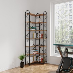 Runesay Brown 7 Shelf Bookcase, Modern High Bookcase, Thickened Iron Frame and Thickened Laminate Composition - 1 of 4