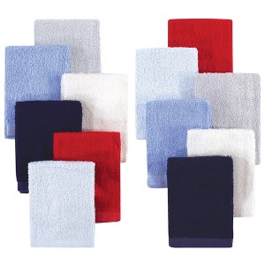 Hudson Baby Infant Boy Rayon from Bamboo Woven Washcloths 12pk, Blue Red, One Size - 1 of 1
