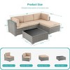 Sonkuki 5-Piece Patio Conversation Sets, Brown Ratten Sectional Sofa Set with Cushion - 3 of 4
