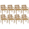vidaXL Outdoor Patio Seating - 8X Solid Teak Batavia Lounge Chairs with Green Cushions - Durable, Weather-Resistant Garden Seating - 3 of 4