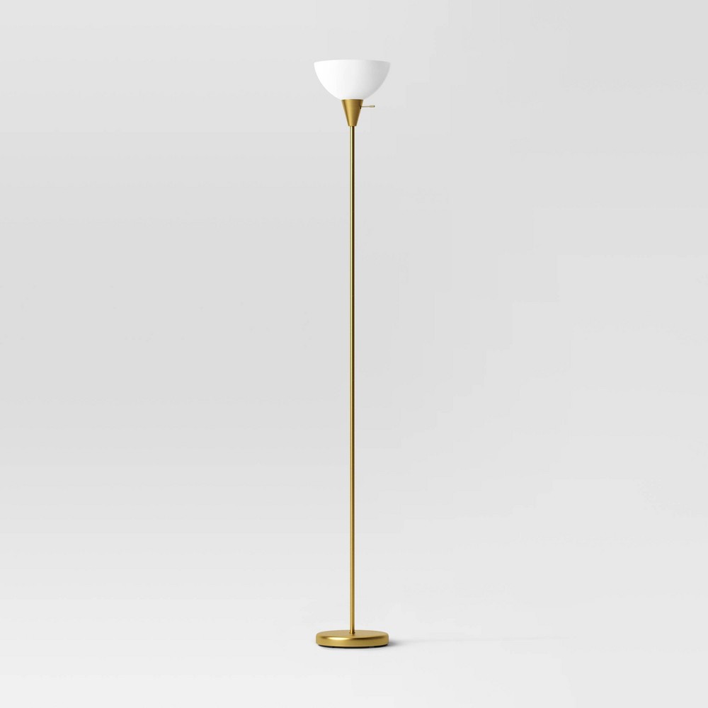 Torchiere Floor Lamp Gold  Room Essentials™ Modern Standing Light Painted Metal with Plastic Shade