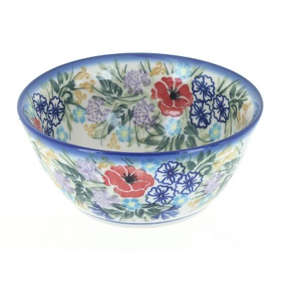 Blue Rose Polish Pottery Summer Garden Cereal/Soup Bowl