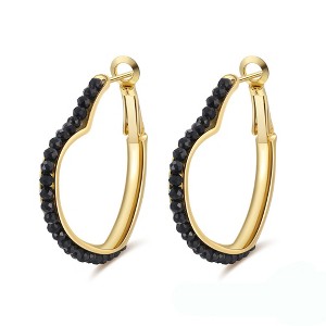 Heart Hoop Earrings for Women Blue Lapis Gold Plated Sterling Silver Ginger Lyne Collection - 1 of 4