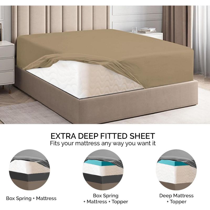 Microfiber Fitted Sheet 18" - 24" Inch Extra Deep Pocket - CGK Linens, 4 of 7