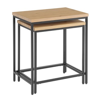 Alaterre Furniture Set of 2 Nesting Side Tables, Oak