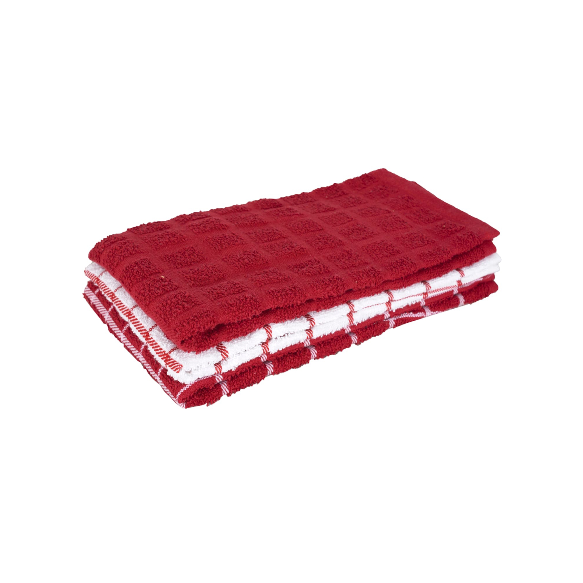 John Ritzenthaler Co. Terry Check Kitchen Towel Set 3-Pack 15" x 25" Paprika