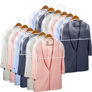 12 Pack Clear Vinyl Shoulder Covers, 12"H x 22"W x 2"D Closet Suit Storage Protectors - 1 of 4