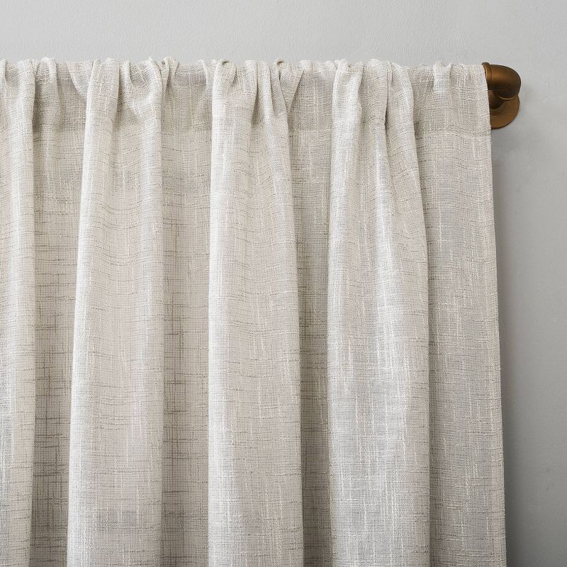 Wallis Crosshatch Slub Textured Linen Blend Sheer Rod Pocket Curtain Panel - Scott Living, 3 of 10