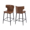 Modern PU Leather Height Bar Stool With Backrest Set of 2,With Sturdy Iron Legs,Modern Stool Bar,Height Counter Stool-Cuddlewood - 3 of 4
