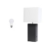 21" Lexington Leather Base Modern Home Decor Bedside Table Lamp with USB Charging Port and Fabric Shade - Lalia Home - 3 of 4