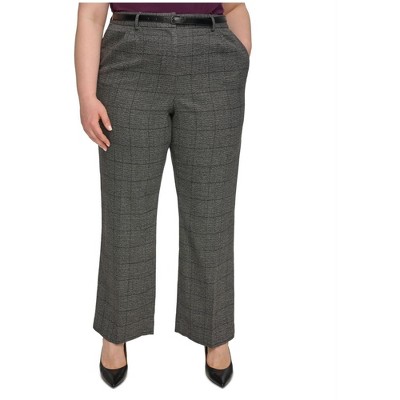 Calvin Klein Womens Plaid Polyester Casual Trouser Pants
