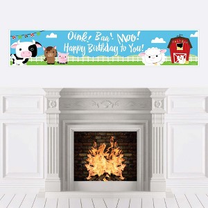 Big Dot of Happiness Farm Animals - Happy Birthday Decorations Party Banner - 1 of 4