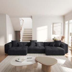 WJShome 144" Sectional Couches For Living Room,Cloud Modular Sofa, U Shaped Couch 3 Seater with 2 Ottomans - 1 of 4