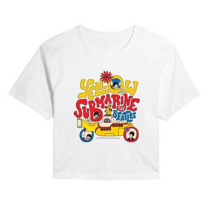 Women's - The Beatles - Yellow Submarine Letters Cropped Graphic T-Shirt - 1 of 4