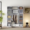 TIRAMISUBEST 4-Door Wardrobe with 1 Storage Drawer and Top Cabinet, Bedroom Closet Armoire with Storage Shelves - 2 of 4