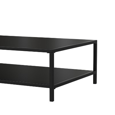 Black Steel Rectangular 2-Tier Outdoor Coffee Table