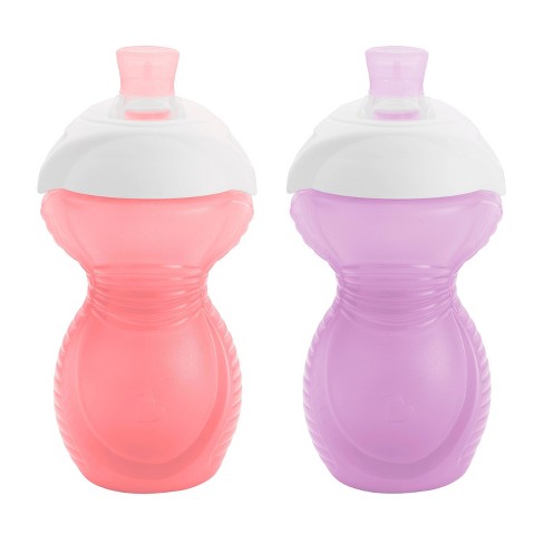 Munchkin® Click Lock™ Bite Proof Trainer Cup, 7 Ounce, 2 Pack, Pink/Purple