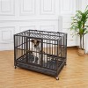Heavy Duty Steel Dog Crate, Escape-Proof Kennel with 360° Lockable Wheels, Removable Tray & Top Opening, for Medium/Large Dogs - 2 of 4