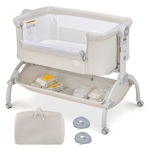 Infans 3 in 1 Portable Baby Bassinet Bedside Cradle w Mattress Storage Basket