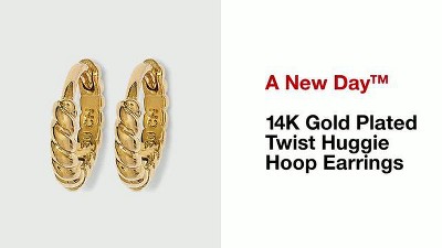 14K Gold Plated Huggie Hoop Earrings - A New Day™