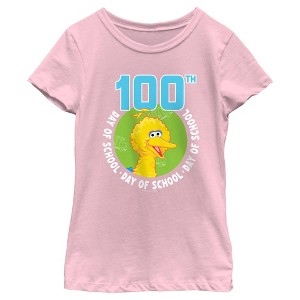 Girl's Sesame Street Big Bird 100th Day of School T-Shirt - 1 of 4