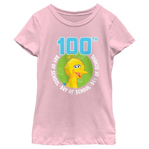 Girl's Sesame Street Big Bird 100th Day of School T-Shirt - image 1 of 4