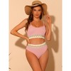 Elerevyo Women's High Waisted Ribbed Adjustable Spaghetti Straps Push Up Swimsuit Bathing Suits 2 Pcs - 4 of 4