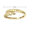 14K Gold-Plated Bypass Bangle Bracelet with Emerald Cubic Zirconia and a Textured Coiled Serpent Design, it gives a luxurious detail elegant look. - 3 of 3