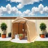 VisioGear 7*8FT Outdoor Portable Gazebo, Storage Shelter Shed with 2 Doors, Anti-Snow Portable Garage Kit Tent, Sand, 94.48"*82.68"*88.58" - 3 of 4