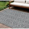 Gray Silver And Charcoal Floral Washable Indoor Outdoor Area Rug - 2 of 4