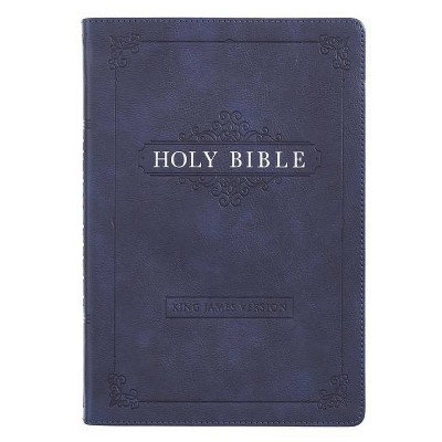 Kjv Bible Thinline Navy - Large Print (leather Bound) : Target