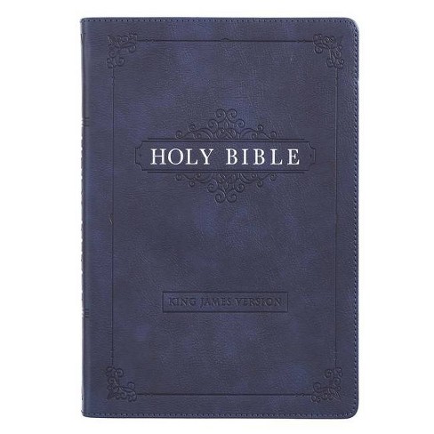 Kjv Bible Thinline Navy - Large Print (leather Bound) : Target