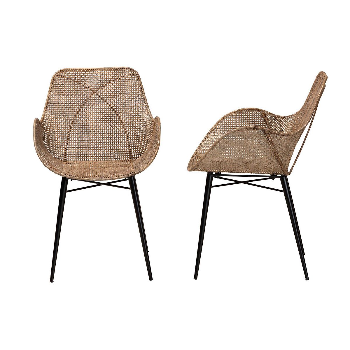 bali & pari Ballerina Rattan and Metal Dining Chair: Handcrafted, Bohemian Design - thumbnail 4
