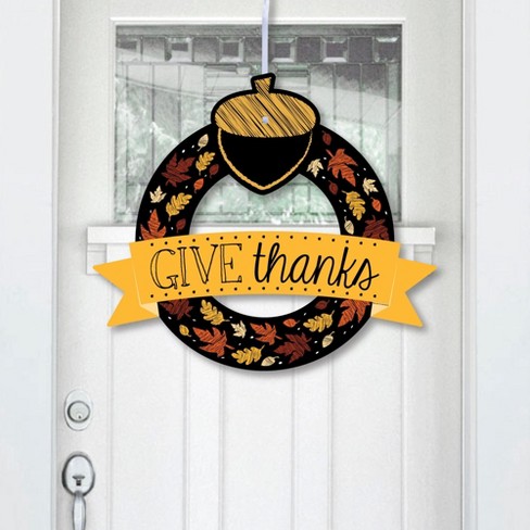 Big Dot of Happiness Give Thanks - Outdoor Thanksgiving Party Decor - Front Door Wreath - image 1 of 4