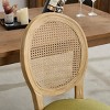 SEVOBAL Dining Chairs Set of 2 French Style Solid Wood Frame Chairs with Linen Fabric and Rattan Back, Green, 23.4"*19.3"*37.4" - 4 of 4