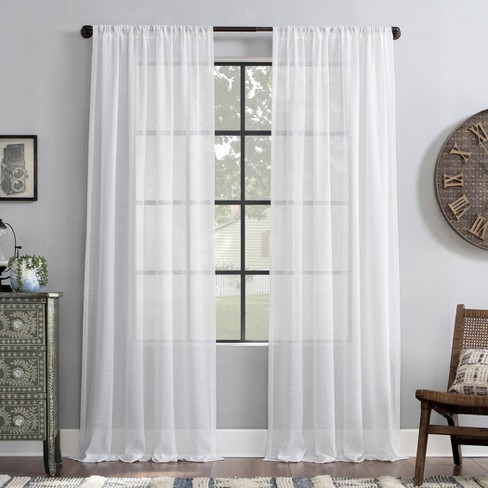 52x84 Slub Textured Linen Blend Grommet Top Curtain White - Archaeo